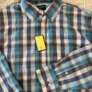 Gioberti Men’s Blue Plaid Long Sleeve Button Down Shirt Size XXL NWT